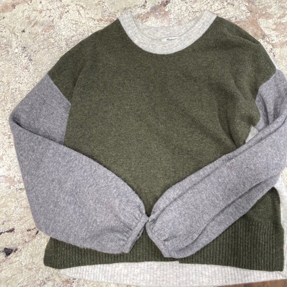 Madewell Colorblock Crew Sweater SZ Medium Alpaca - Picture 1 of 4